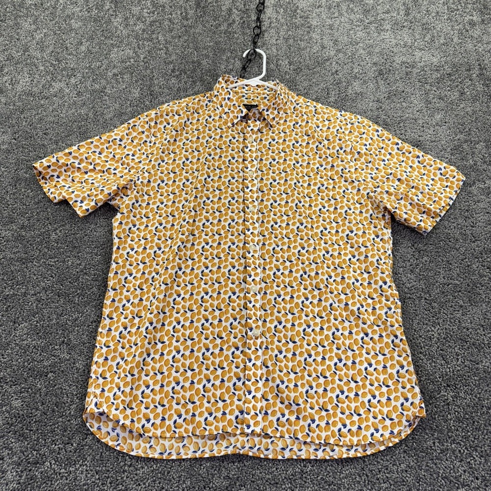 Pronto Uomo Shirt Mens Large Lemon Print Short Sleeve Button Up Casual